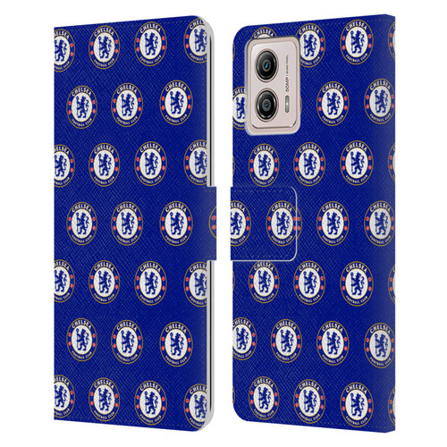 Chelsea Football Club Crest Pattern Leather Book Wallet Case Cover For Motorola Moto G53 5G