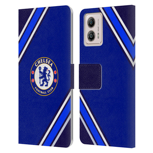 Chelsea Football Club Crest Stripes Leather Book Wallet Case Cover For Motorola Moto G53 5G