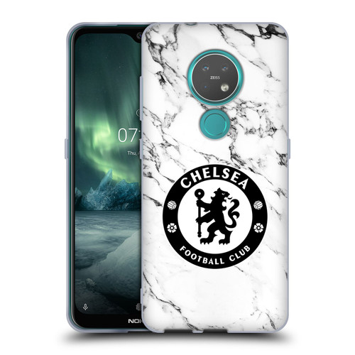 Chelsea Football Club Crest White Marble Soft Gel Case for Nokia 6.2 / 7.2