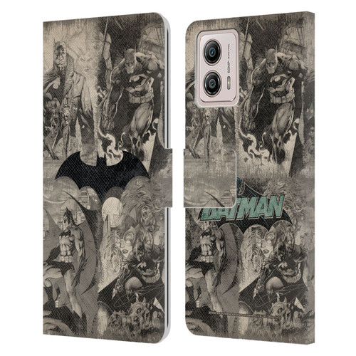 Batman DC Comics Hush Logo Collage Distressed Leather Book Wallet Case Cover For Motorola Moto G53 5G