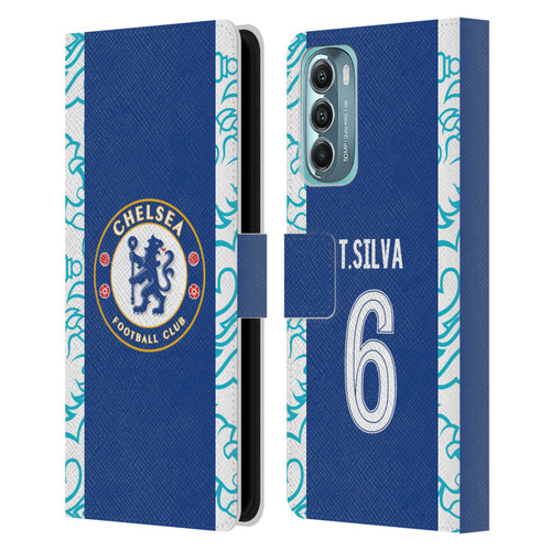 Chelsea Football Club 2022/23 Players Home Kit Thiago Silva Leather Book Wallet Case Cover For Motorola Moto G Stylus 5G (2022)