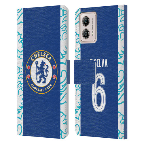 Chelsea Football Club 2022/23 Players Home Kit Thiago Silva Leather Book Wallet Case Cover For Motorola Moto G53 5G