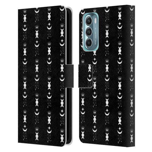 Haroulita Celestial Black And White Moon Leather Book Wallet Case Cover For Motorola Moto G Stylus 5G (2022)