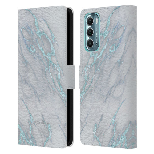 Nature Magick Marble Metallics Blue Leather Book Wallet Case Cover For Motorola Moto G Stylus 5G (2022)