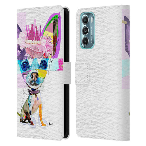 Michel Keck Animal Collage Chihuahua Leather Book Wallet Case Cover For Motorola Moto G Stylus 5G (2022)