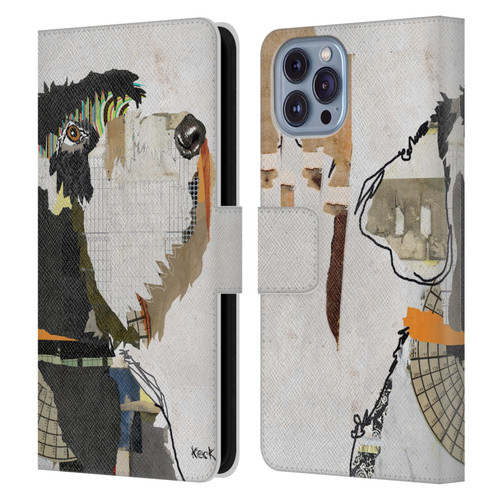 Michel Keck Dogs 2 Schnauzer Leather Book Wallet Case Cover For Apple iPhone 14