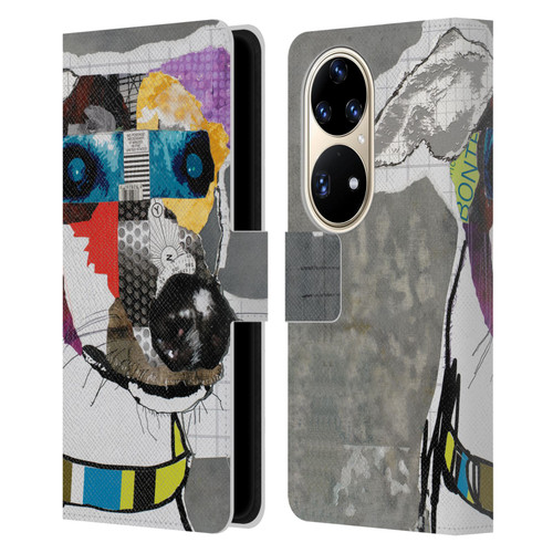 Michel Keck Dogs 3 Greyhound Leather Book Wallet Case Cover For Huawei P50 Pro