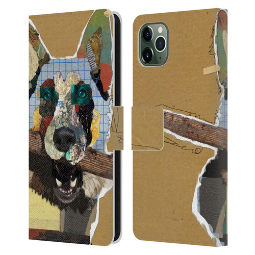 Michel Keck Dogs 3 German Shepherd Leather Book Wallet Case Cover For Apple iPhone 11 Pro Max