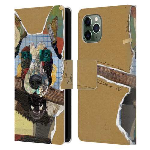 Michel Keck Dogs 3 German Shepherd Leather Book Wallet Case Cover For Apple iPhone 11 Pro