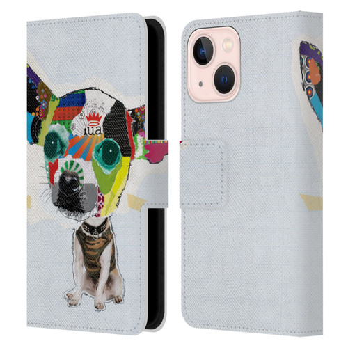 Michel Keck Dogs 3 Chihuahua 2 Leather Book Wallet Case Cover For Apple iPhone 13 Mini