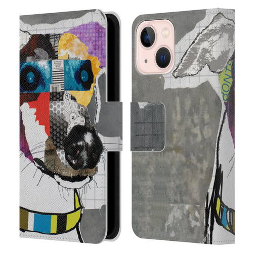 Michel Keck Dogs 3 Greyhound Leather Book Wallet Case Cover For Apple iPhone 13 Mini