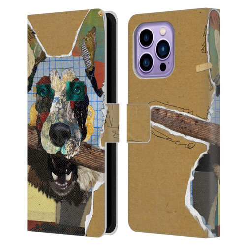 Michel Keck Dogs 3 German Shepherd Leather Book Wallet Case Cover For Apple iPhone 14 Pro Max