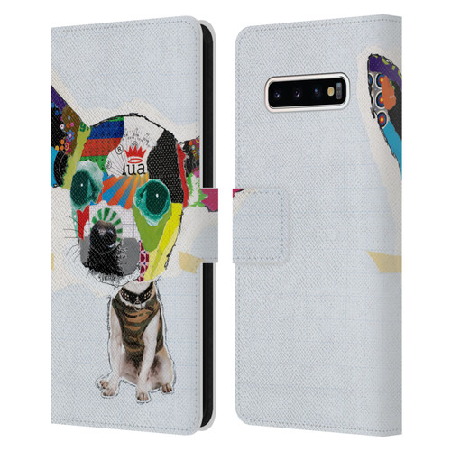 Michel Keck Dogs 3 Chihuahua 2 Leather Book Wallet Case Cover For Samsung Galaxy S10+ / S10 Plus