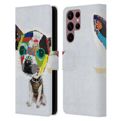 Michel Keck Dogs 3 Chihuahua 2 Leather Book Wallet Case Cover For Samsung Galaxy S22 Ultra 5G