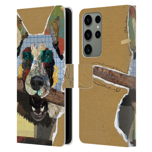 Michel Keck Dogs 3 German Shepherd Leather Book Wallet Case Cover For Samsung Galaxy S23 Ultra 5G