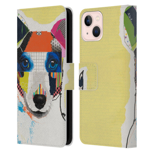 Michel Keck Dogs Whippet Leather Book Wallet Case Cover For Apple iPhone 13