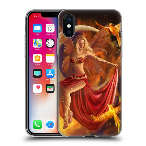 Nene Thomas Crescents Fire Fairy On Moon Phoenix Soft Gel Case for Apple iPhone X / iPhone XS
