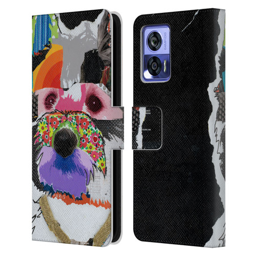 Michel Keck Dogs Westie Leather Book Wallet Case Cover For Motorola Edge 30 Neo 5G