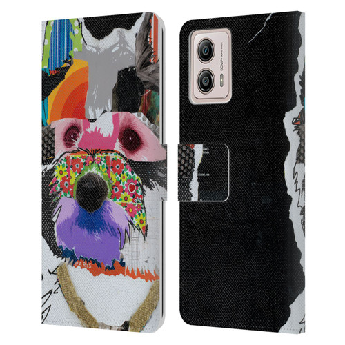 Michel Keck Dogs Westie Leather Book Wallet Case Cover For Motorola Moto G53 5G