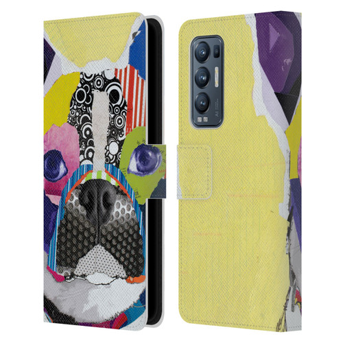 Michel Keck Dogs Boston Terrier Leather Book Wallet Case Cover For OPPO Find X3 Neo / Reno5 Pro+ 5G