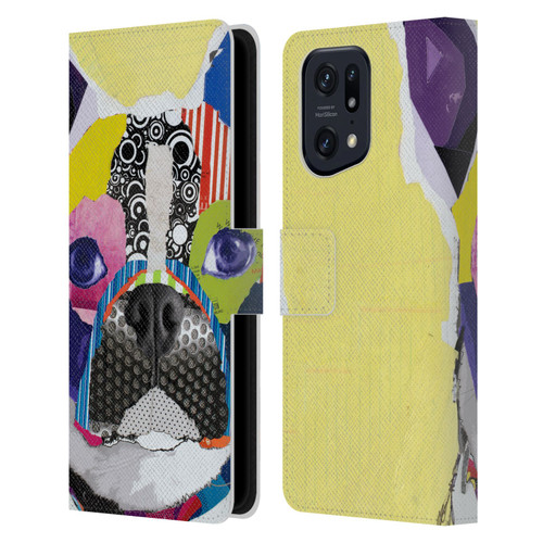 Michel Keck Dogs Boston Terrier Leather Book Wallet Case Cover For OPPO Find X5 Pro