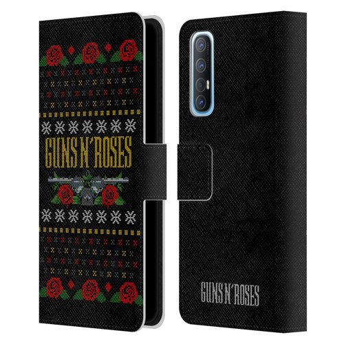 Guns N' Roses Christmas Text Logo Pistol Leather Book Wallet Case Cover For OPPO Find X2 Neo 5G