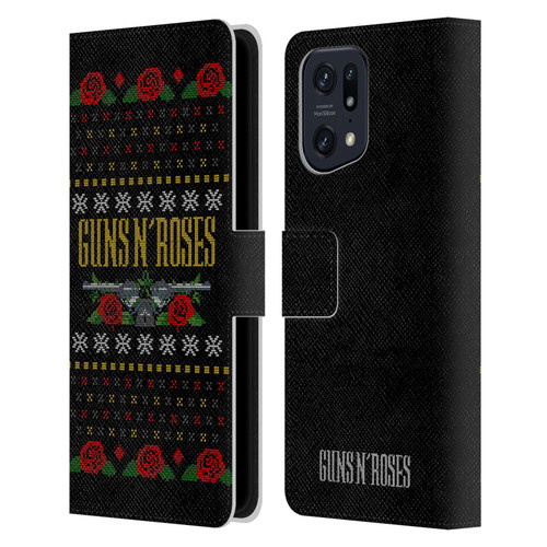Guns N' Roses Christmas Text Logo Pistol Leather Book Wallet Case Cover For OPPO Find X5