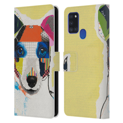 Michel Keck Dogs Whippet Leather Book Wallet Case Cover For Samsung Galaxy A21s (2020)