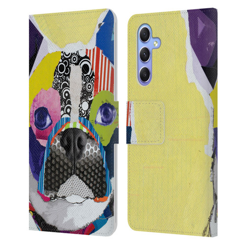 Michel Keck Dogs Boston Terrier Leather Book Wallet Case Cover For Samsung Galaxy A34 5G