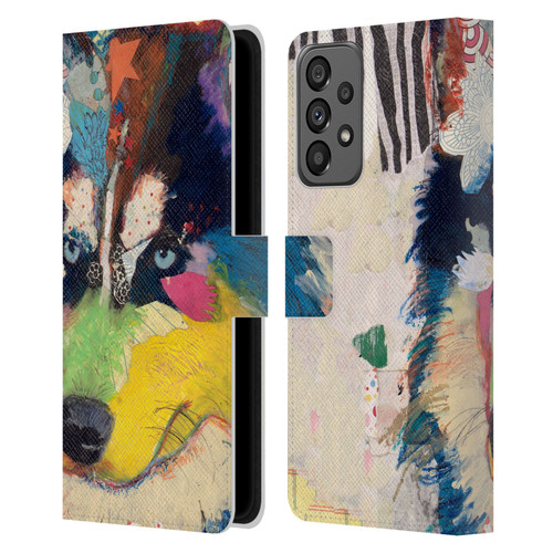 Michel Keck Dogs Husky Leather Book Wallet Case Cover For Samsung Galaxy A73 5G (2022)