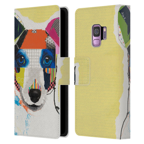 Michel Keck Dogs Whippet Leather Book Wallet Case Cover For Samsung Galaxy S9