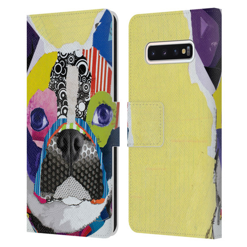 Michel Keck Dogs Boston Terrier Leather Book Wallet Case Cover For Samsung Galaxy S10