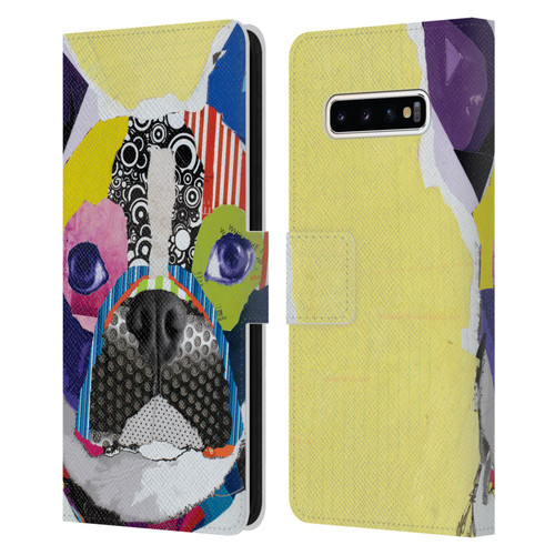 Michel Keck Dogs Boston Terrier Leather Book Wallet Case Cover For Samsung Galaxy S10+ / S10 Plus