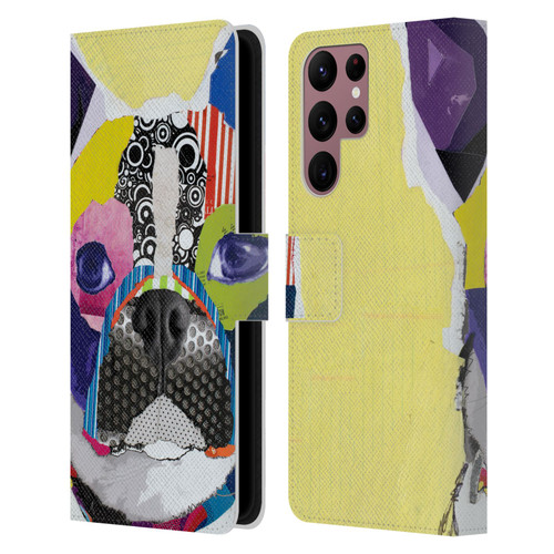 Michel Keck Dogs Boston Terrier Leather Book Wallet Case Cover For Samsung Galaxy S22 Ultra 5G