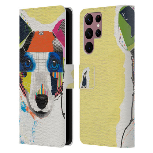 Michel Keck Dogs Whippet Leather Book Wallet Case Cover For Samsung Galaxy S22 Ultra 5G