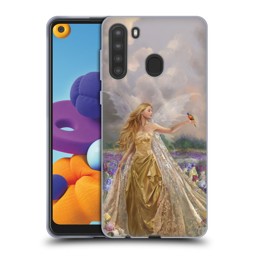 Nene Thomas Deep Forest Gold Angel Fairy With Bird Soft Gel Case for Samsung Galaxy A21 (2020)