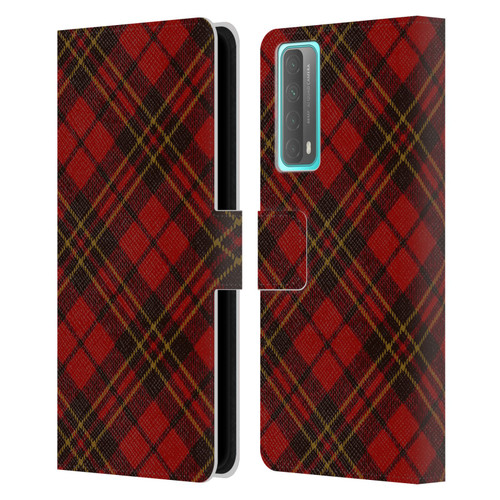PLdesign Christmas Red Tartan Leather Book Wallet Case Cover For Huawei P Smart (2021)