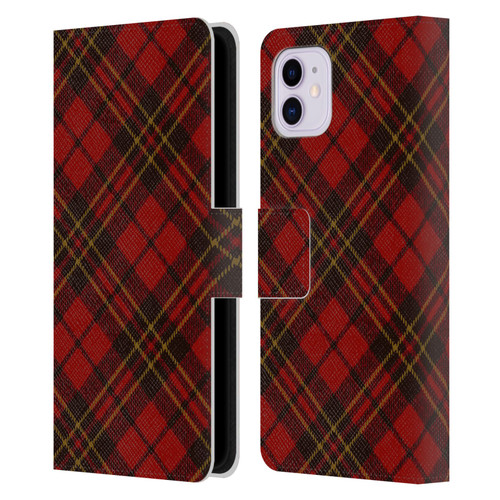 PLdesign Christmas Red Tartan Leather Book Wallet Case Cover For Apple iPhone 11