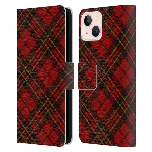 PLdesign Christmas Red Tartan Leather Book Wallet Case Cover For Apple iPhone 13