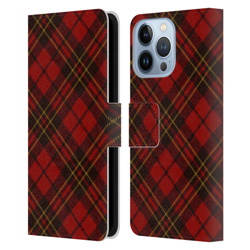 PLdesign Christmas Red Tartan Leather Book Wallet Case Cover For Apple iPhone 13 Pro