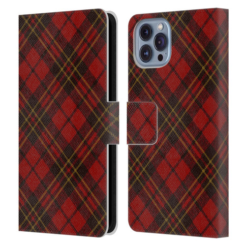 PLdesign Christmas Red Tartan Leather Book Wallet Case Cover For Apple iPhone 14