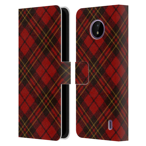 PLdesign Christmas Red Tartan Leather Book Wallet Case Cover For Nokia C10 / C20