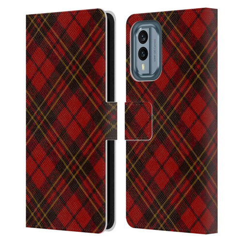 PLdesign Christmas Red Tartan Leather Book Wallet Case Cover For Nokia X30