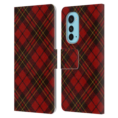 PLdesign Christmas Red Tartan Leather Book Wallet Case Cover For Motorola Edge (2022)