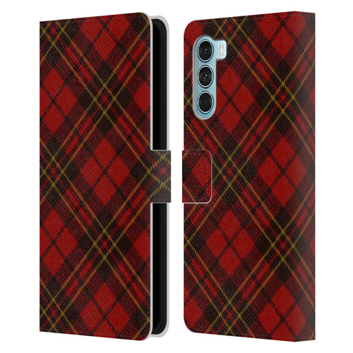 PLdesign Christmas Red Tartan Leather Book Wallet Case Cover For Motorola Edge S30 / Moto G200 5G