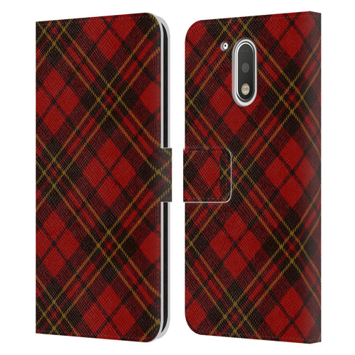 PLdesign Christmas Red Tartan Leather Book Wallet Case Cover For Motorola Moto G41