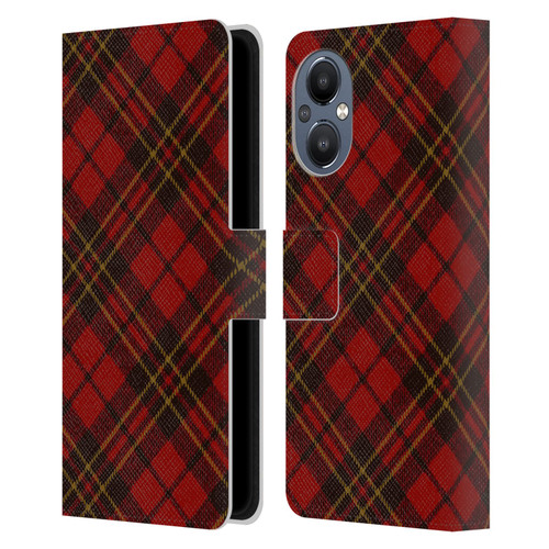 PLdesign Christmas Red Tartan Leather Book Wallet Case Cover For OnePlus Nord N20 5G