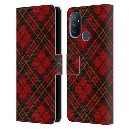 PLdesign Christmas Red Tartan Leather Book Wallet Case Cover For OnePlus Nord N100