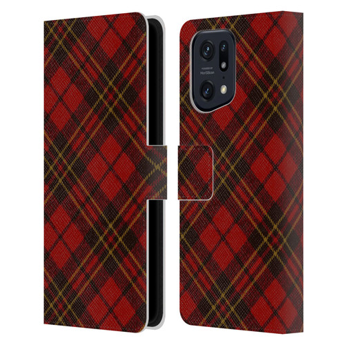 PLdesign Christmas Red Tartan Leather Book Wallet Case Cover For OPPO Find X5 Pro