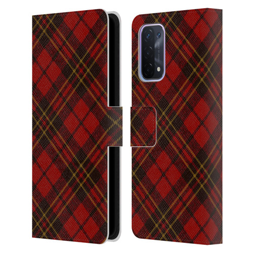 PLdesign Christmas Red Tartan Leather Book Wallet Case Cover For OPPO A54 5G